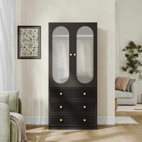 Furniture - Mercer41 Wardrobe Armoire, Jahaira Round Coffee Table, Uresti Velvet Arm Chair - MSRP $2,767