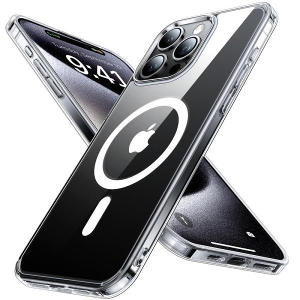 Wireless- Aulofe Strong Magnetic Clear for iPhone 15 Pro Case, [Never Yellow] [Compatible with MagSafe] - MSRP $1,875