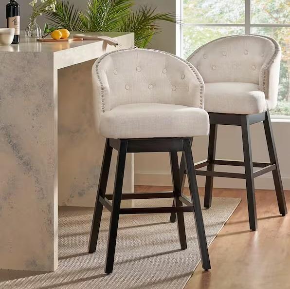 Home Decor - Noble House Ogden 41.5" Beige Swivel Cushioned Bar Stool, StyleWell, Lagoon - Est Retail $2,139- 3plts
