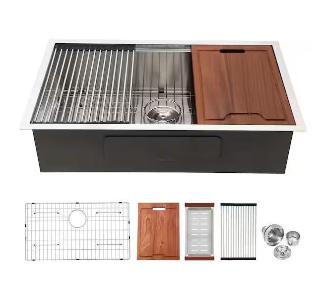 Plumbing- Tatayosi Single Workstation Kitchen Sink, AKDY Single Kitchen Sink, KINWELL, GLSLAND, HDC - Est Retail $2,444