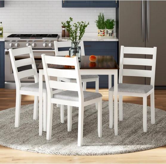 Furniture - 5-Piece Wood Dining Room Table Set, Sidney Metal Bunk Bed, Chandler Poolside Chairs - MSRP $1,958