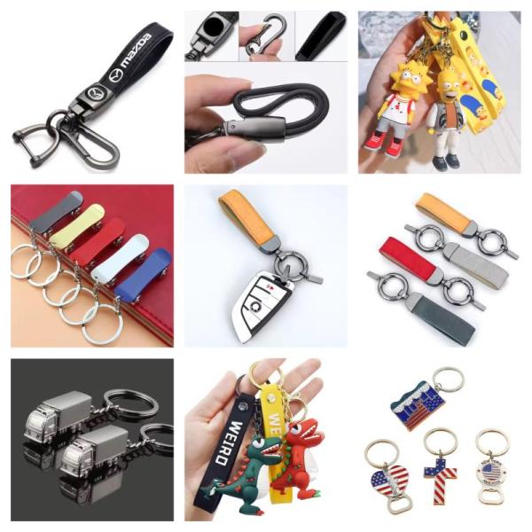 All-Purpose Leather, Metal, and Rubber Keychains Mixed