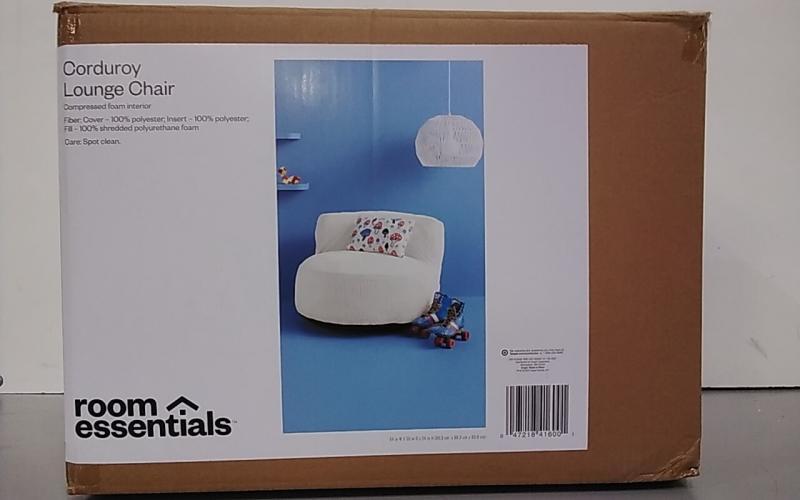 Room Essentials Memory Foam Filled Bean Bag Chair with Corduroy Cover Cream - Est Retail $85