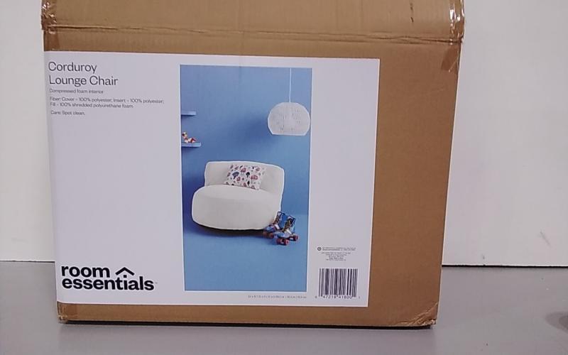 Room Essentials Memory Foam Filled Bean Bag Chair with Corduroy Cover Cream - Est Retail $85