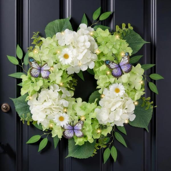 Home- Valery Madelyn Summer Artificial Lemon Wreaths with Lights, Valery Madelyn Pastel Easter Egg Wreath- MSRP $11,177