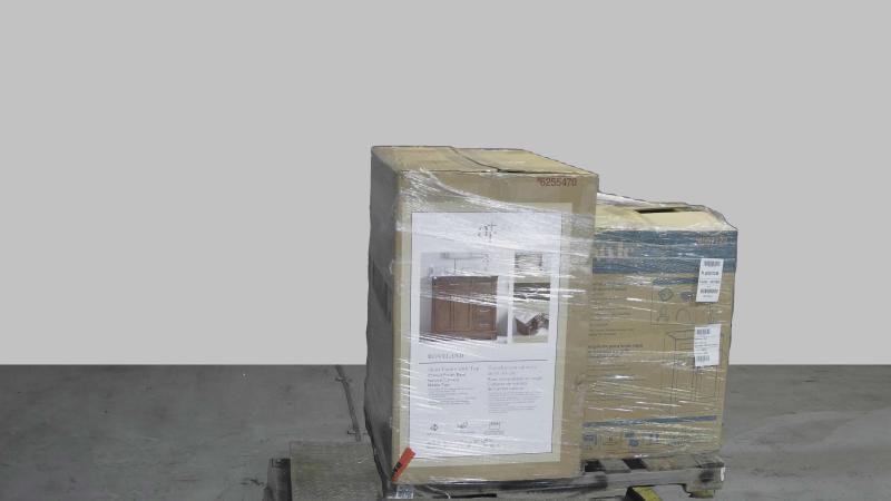 Allen+Roth Roveland 48" Deep Walnut Single Sink Bathroom Vanities, Style Selections Utility tub w/Cabinet - MSRP $2,966