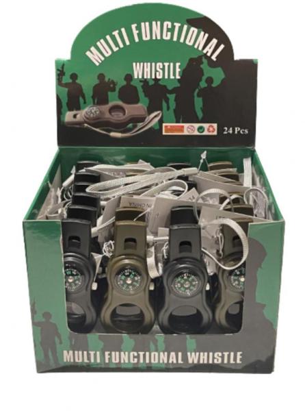 48 camping 5 in 1 survival tool display. Compass,flashlight,laser etc