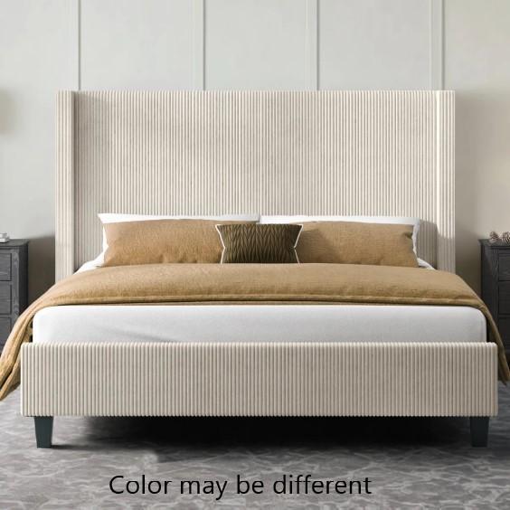 Furniture - Wauseon Corduroy Upholstered Bed, Tolman Side Chair, Dillwyn Upholstered Wingback Bed - MSRP $2,160