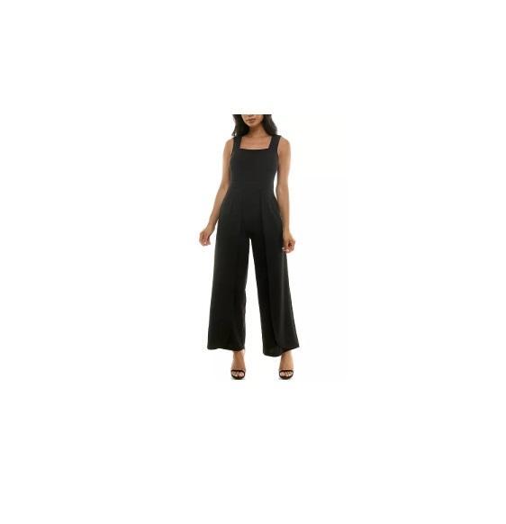 Apparel - Nina Leonard Squareneck Wide-Leg Jumpsuit, Faux Leather Fit & Flare MIDI Dress - Original MSRP $1,531