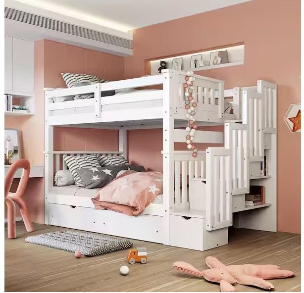 Home Decor - Harper & Bright Designs Full over Full Bunk Bed, Bestier 3-Tier Drawer Bookcase, SAUDER -Est Retail $2,514