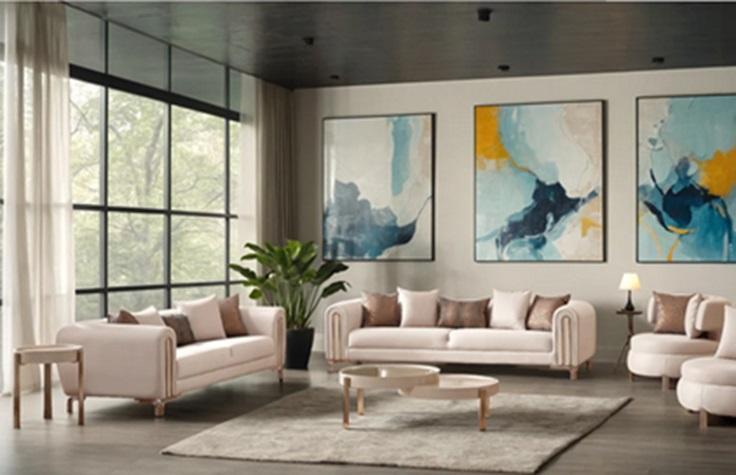 TRUCKLOAD Furniture - Everly Quinn Hayya 4-Pc Velvet Living Room Set, Birch Lane Edgerton Console Table - MSRP $54,169