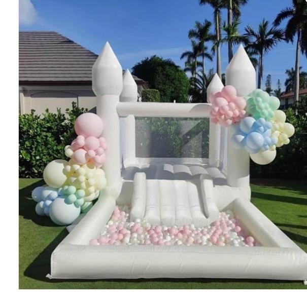 Inflatable Bounce House, Shintenchi Wicker Egg Patio Chair, Gashell Wire Shelf Covers, Flacchi Lights - MSRP $1,876