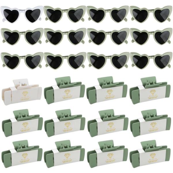 Beauty-  Bachelorette Matte hair Claw Clip Sunglasses set of 12, EMMOR Hair Toppers for Women Short Bob - MSRP $2,800