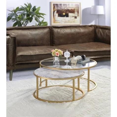 Furniture - Mercer41 Engineered Stone Top Nesting Table Set, Latitude Run Arched Bookcase - MSRP $3,682