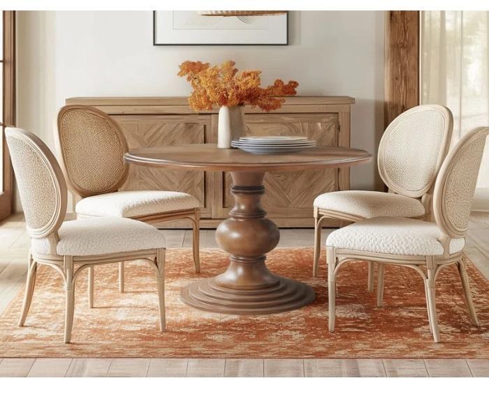 Housewares- 47.8" Modern Brown Bathroom Single Vanity, Lexi 46" Round Dining Table, Sectional Sofa 5-Seat - MSRP $3,842