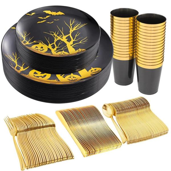 Kitchen- Plastic Dinnerware Black & Gold Plates, DTmasao 2x10 Inches 100 Pcs Pretzel Bags - MSRP $19,721