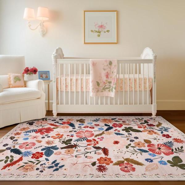 Furniture- AMOAMI Upgraded Waffle Bath Mat, Boho Floral Area Rugs 5x7 Soft Washable Stain Resistant  - MSRP $2,939