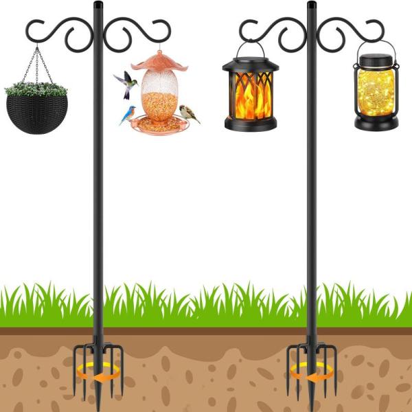 Lawn & Garden- NUERPO Adjustable Shepherd Hooks for Outdoor, 2 in 1 Iron Rake for Gardening & Weeding - MSRP $13,442