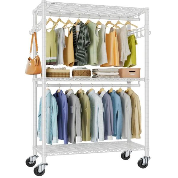 Home- VIPEK R2 Plus Rolling Garment Rack 3 Tiers, Wire Rack Covers, 32*12 Inch Shelf Covers - MSRP $1,172