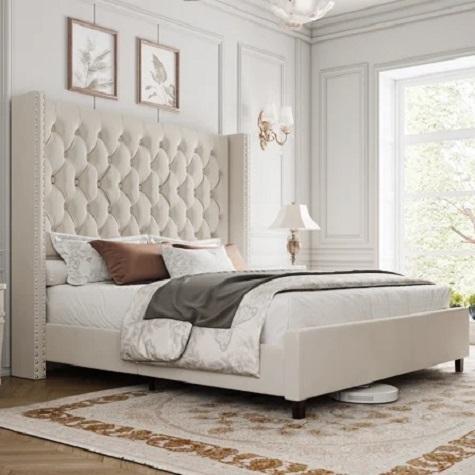 TRUCKLOAD Furniture - Willa Arlo Dulane Chenille / Velvet Sleigh Bed, Mercer41 Bahi Upholstered Chaise - MSRP $23,840