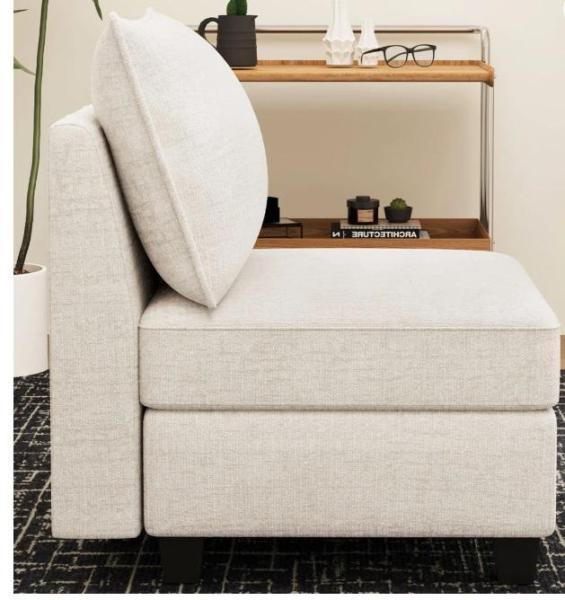 Furniture - Aurora Chenille Single Seat Armless Storage Seat, Bryonie Round Cocktail Storage Ottoman - MSRP $2,007