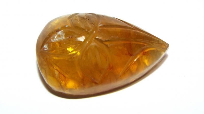 Hand Carved Golden Fluorite Gemstone 69 Carats, EXECUTIVE GIFT