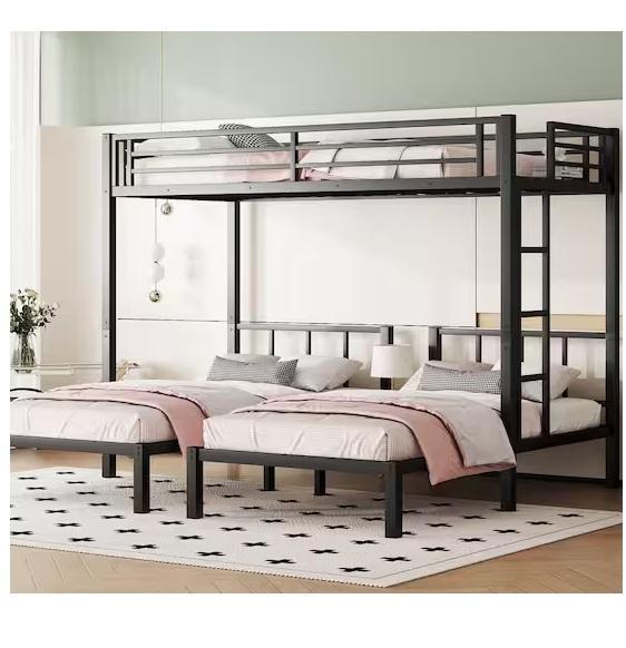 Home Decor - Harper & Bright Designs Detachable Style Black Twin XL-over-Twin-Twin Bed & More - Est Retail $1,484