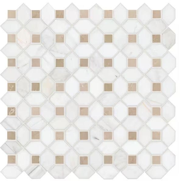 Flooring & Rugs - MSI Bianco Dolomite Crema Dotty Mosaic Tiles, JONATHAN Y Rug, Corso Italia - Est Retail $1,033