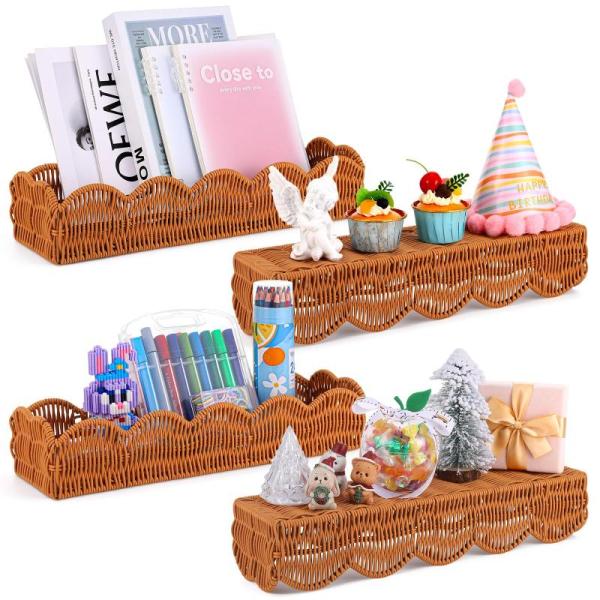 Furniture- Czlotyh 4 Set Scalloped Wall Basket Shelf, WondRg 3x5 Washable Area Rug, Shoe Rack 4 Pack - MSRP $2,050