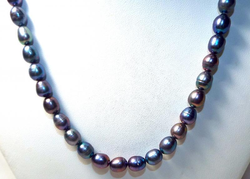 18" Tahitian Black Pearl Necklace .925 Silver $5,000