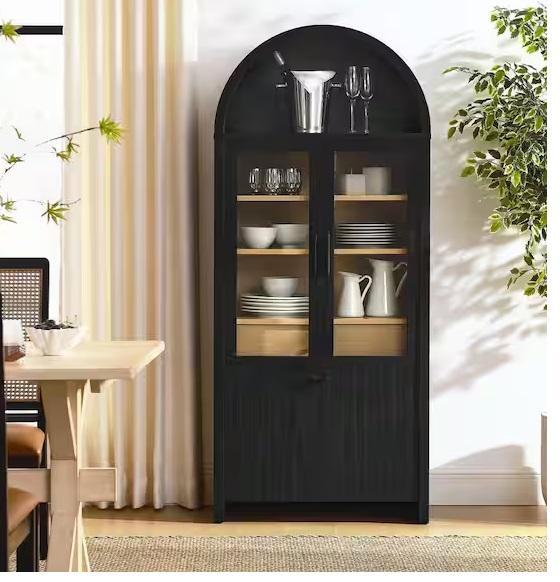 Home Decor - MODWAY Evie 71.1in Tall Arched Wood Display Bookcase, International Concepts, Jela-USA - Est Retail $1,245