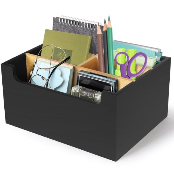 General Merchandise- Black Pen Holder for Desk with Adjustable Bamboo Dividers, LELADY Nano Double Sided  - MSRP $2,410