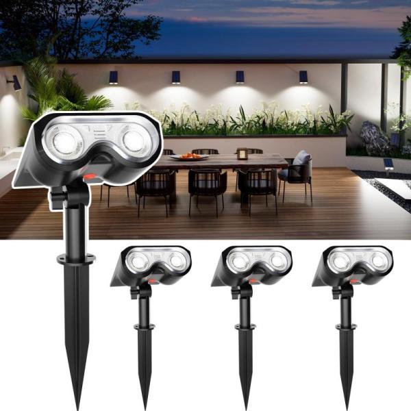 Home Improvement- HMDecor Solar Spot Lights Outdoor, IP67 Waterproof 4 Pack 3 Lighting Modes. - MSRP $6,702