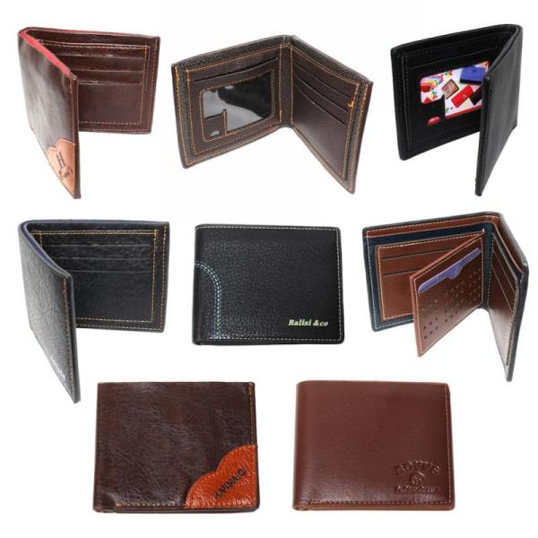 Classic Bi-Fold Men PU Leather Credit Card Wallets, 72 Units