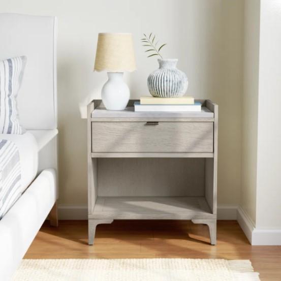 Furniture - Elaiya Marble Top Nightstand, Lorant Swivel Stool, Jolande Upholstered Bed - MSRP $2,640