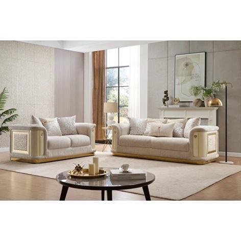 TRUCKLOAD - Furniture - Luzenia Living Room Set, Corduroy Sofa, Konegan Coffee Table, Curved Sectional - MSRP $38,317