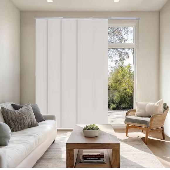 Window Decor- Chicology Slate Adjustable Sliding Panel Track Blind, HDC, Curtainworks, YELLOW BLINDS -Est Retail $8,419