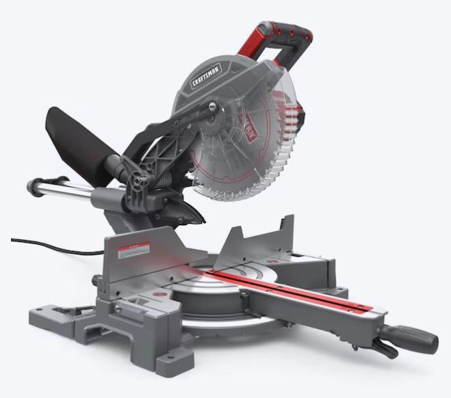 CRAFTSMAN 10in 15Amp Single Bevel Sliding Corded Miter Saw, Allen+Roth Brookehill 5-Light Chandelier - MSRP $2,326