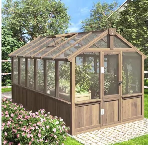 VEIKOUS 8ftWx14ftD Black Wooden Plant Outdoor Greenhouse - Est Retail $1,207
