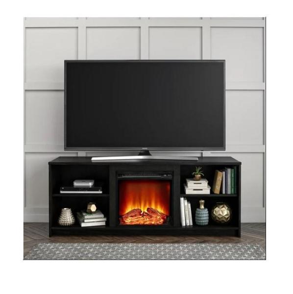 Furniture - MS Fireplace TV Stands, DHP Eleni Mid-Century Modern Cane Dining Chairs - MSRP $2,957