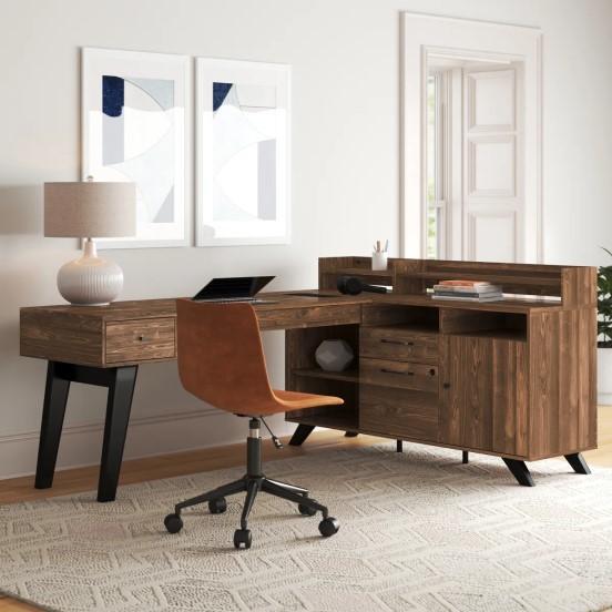 Furniture - Kauan Helsy L-Shaped Desk, Walter 6 Drawers Double Dresser, Scarlett Storage Bookcase - MSRP $3,969