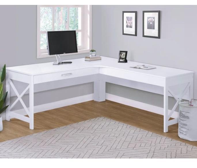 Housewares - Coble 62.3" L-Shape Desk, Haikey Bedroom Dresser w/9-Drawers, Kirklyn 73"H Bookcase w/Doors - MSRP $2,476