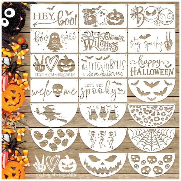 Office Product- Large Halloween Stencils for Painting on Wood Reusable DIY Crafts Wall - MSRP $6,315