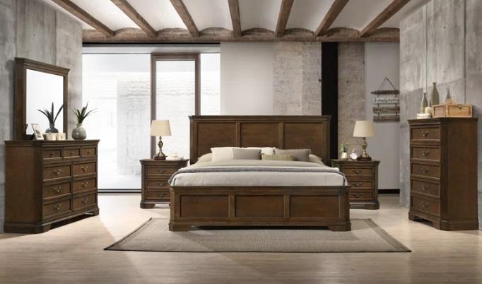 Truckload - Home Decor - Ailany Traditional Wood Panel Bed With Dresser, Mirror, Nightstand, Chest, Queen - MSRP $45,957