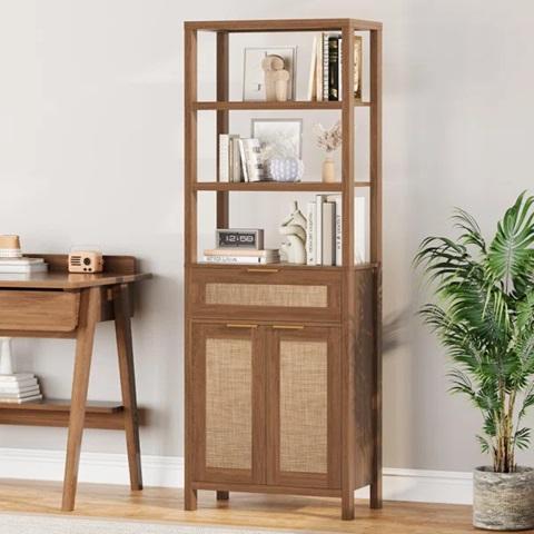 Furniture - Highbury Furnishings Alsup Bathroom Vanity, Bay Isle Home Rattan Bookshelf - MSRP $1,913