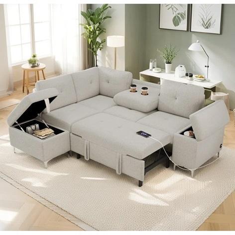 TRUCKLOAD - Home Decor - L-Shaped Sofa Bed, Smoked Glass Room Dividers, Monzerat Island Chandelier - MSRP $42,874