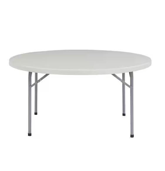 Six National Public Seating 60in Grey Plastic Round Folding Banquet Tables - Est Retail $1,337