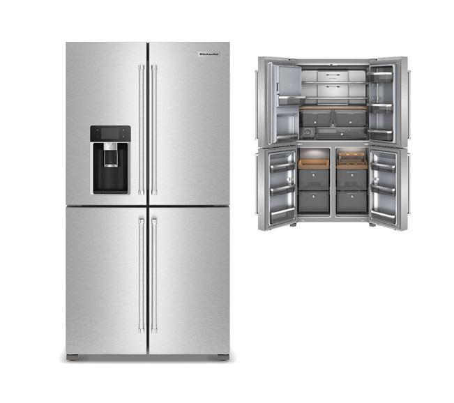 Appliances - KitchenAid KRQC736RPS 36" Counter-Depth 19.4 Cu Ft 4-Door Refrigerator - MSRP $3,895