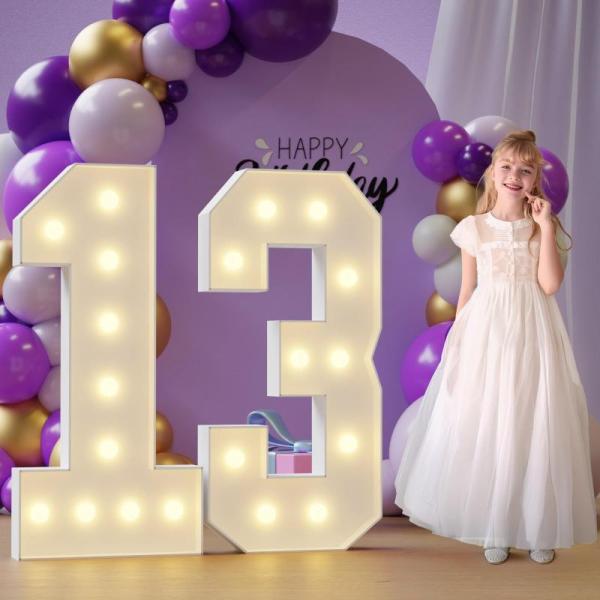 Home- Marquee Numbers 13th-Birthday, TOMBABY Solar Rustic Garden Style Metal Agave, Candle Holders Fall - MSRP $16,915