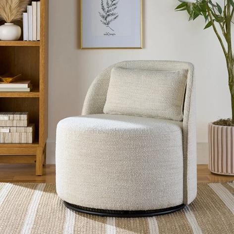 TRUCKLOAD - Furniture - Juliet Modern Arch Swivel Accent Chairs, Quad-Fold Full Box Springs - MSRP $24,308 EXPORT ONLY
